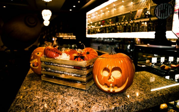 A group of carved Halloween pumpkins