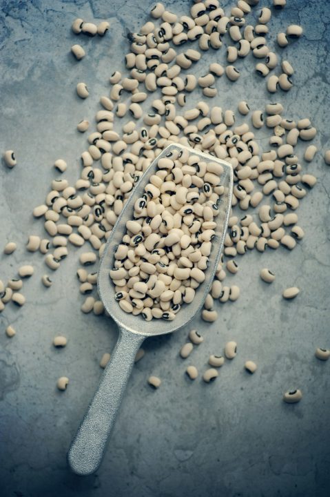 White beans on a gray bench scraper